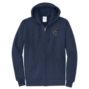 Channel Cats Catfish Embroidery Adult Full Zip Hoodie