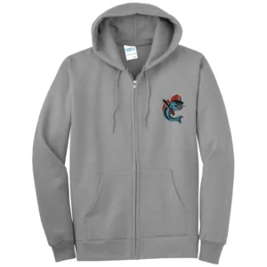 Channel Cats Catfish Embroidery Tall Full Zip Hoodie